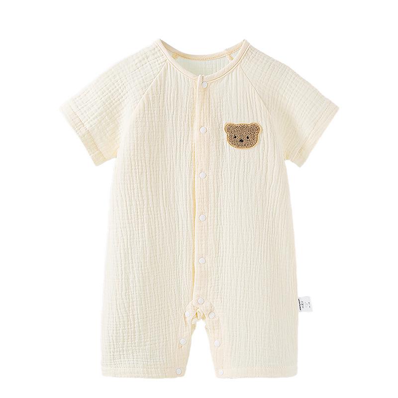 Infant Short Sleeve Summer Pajamas - Pure Cotton Gauze Baby Romper