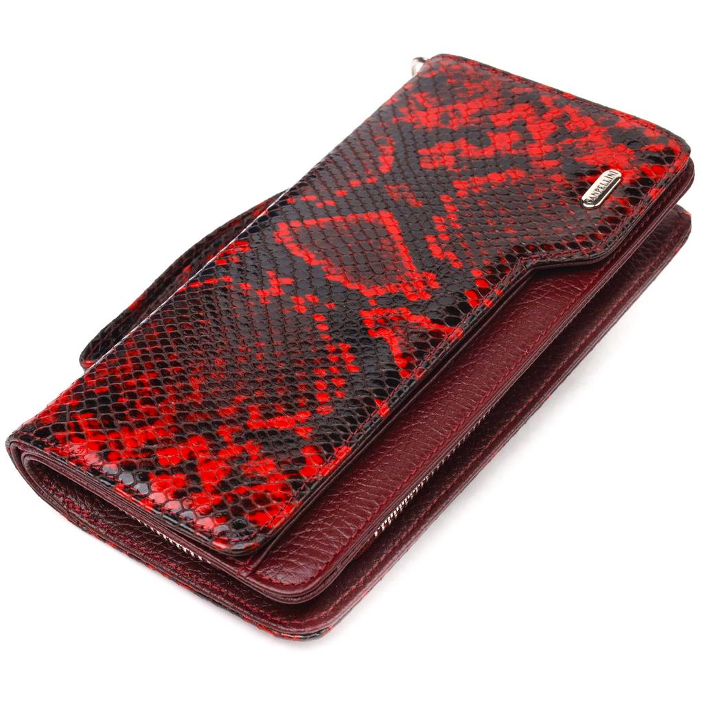 Stylish Women's Wallet Clutch Made of Genuine Leather with Snake Embossing CANPELLINI Wallet 21538 Multicolored