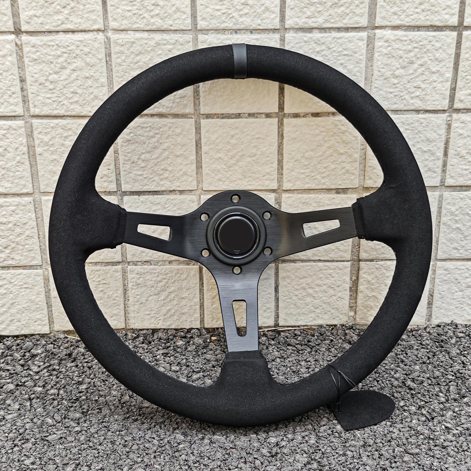 JDM BLACK EDITION Steering Wheel Universal Modified Car Deep Dish Race Sports Steering Wheel suede leather