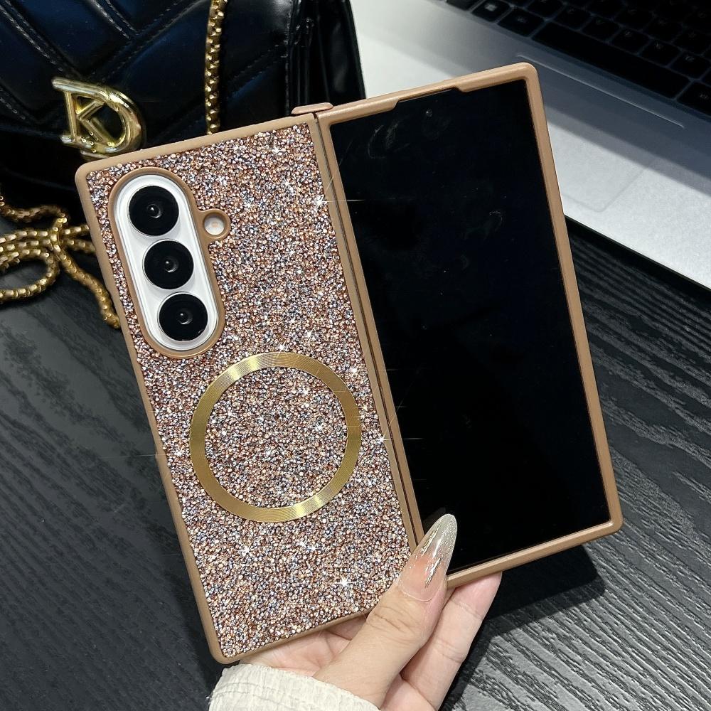 Luxury Bling Sparkling Diamond Rhinestones Magnetic Case For Samsung Galaxy Z Fold 7 6 5 4 3 For Magsafe Protection Soft Cover