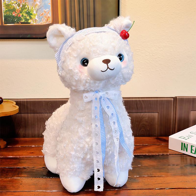 Alpaca Plush Toy With Cartoon Scarf Soft Stuffed Animal Gift For Kids
