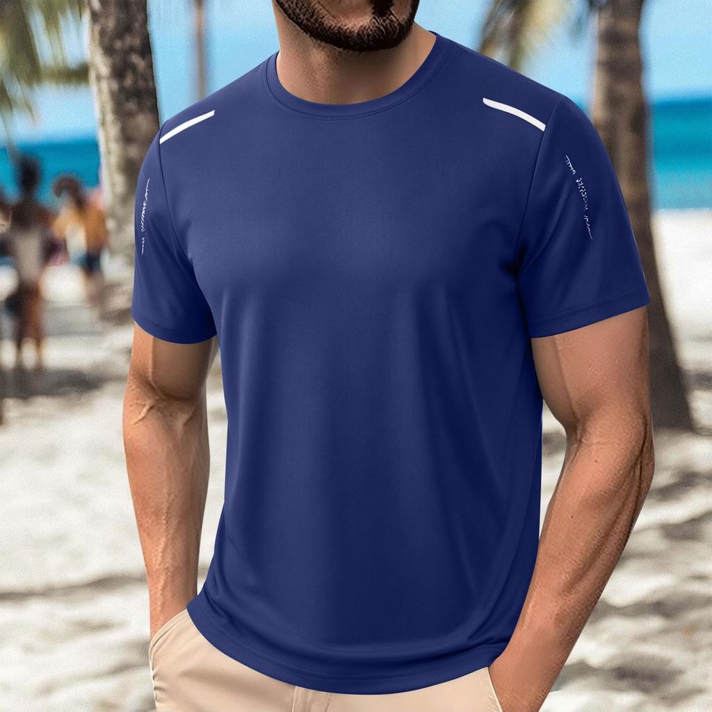 Men's Silk Short-sleeved T-shirt For Summer, Lightweight, Quick-drying, Mesh Pattern, Suitable For Sports And Fitness Activities.