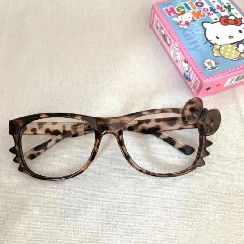 Bow Accessories Cute Beauty Cartoon Anime Y2K Vintage Eyeglass Frame Toys for Girls Gifts Leopard Anti Blue Light Glasses