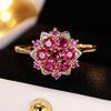Romantic Style Cubic Zirconia Rose Red Flower Rings for Women Gold Color Wedding Jewelry