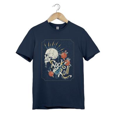 Vintage Rock T Shirt Unisex Skull Guitar Rose Punk Rock and Roll Festival Gift Tee