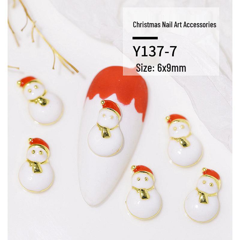 Christmas Alloy Nail Art Decor: Cartoon Santa, Bells, Reindeer, Snowflakes & Rhinestone Accessories