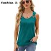 Summer Women's Sleeveless T-Shirt Solid Color Round Neck Women's Vest Loose Top