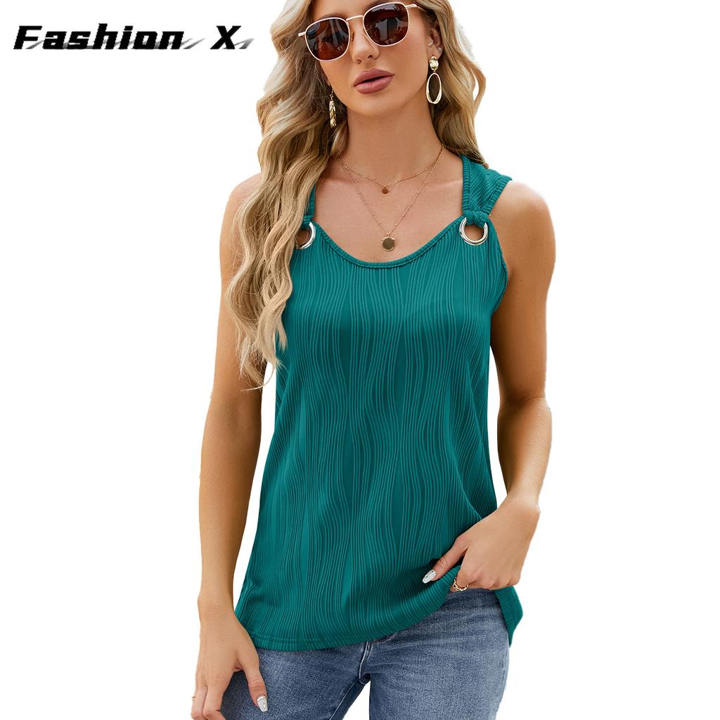 Summer Women's Sleeveless T-Shirt Solid Color Round Neck Women's Vest Loose Top