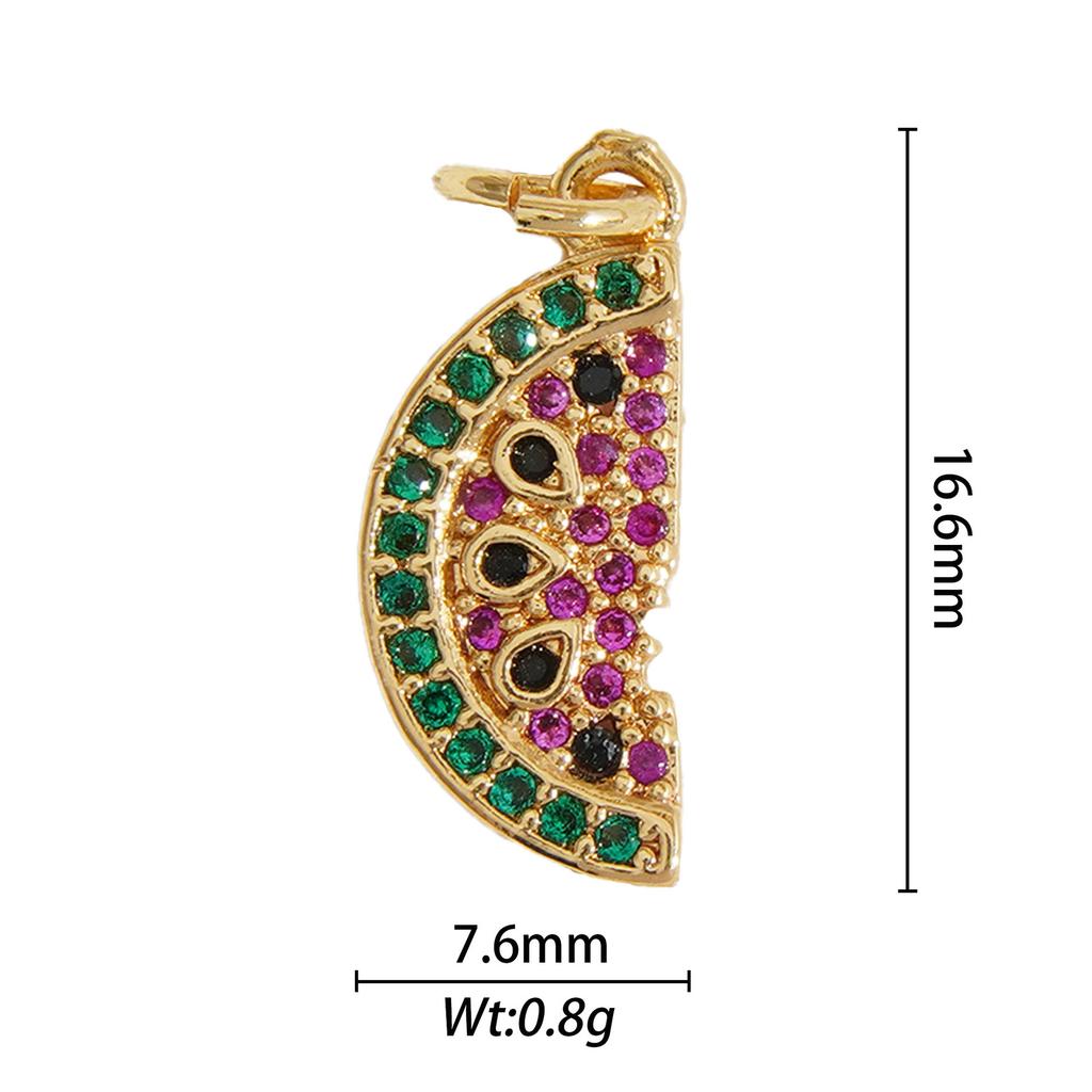 Hot Sale Custom Gold Plated Brass Zircon Paved Strawberry Lemon Cherry Apple Watermelon Pendant Charms DIY Jewelry Making