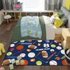 Navy Blue Sports Rug for Boys - Soccer Basketball Football Tennis Ball Kids Bedroom Decor, Non-Slip Playroom Carpet
