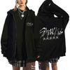 Stray Kids "5‑STAR" Signatur-Logo Reißverschluss-Hoodie, Five‑Star Grafik auf dem Rücken, Übergroße Unisex K‑Pop Streetwear Jacke