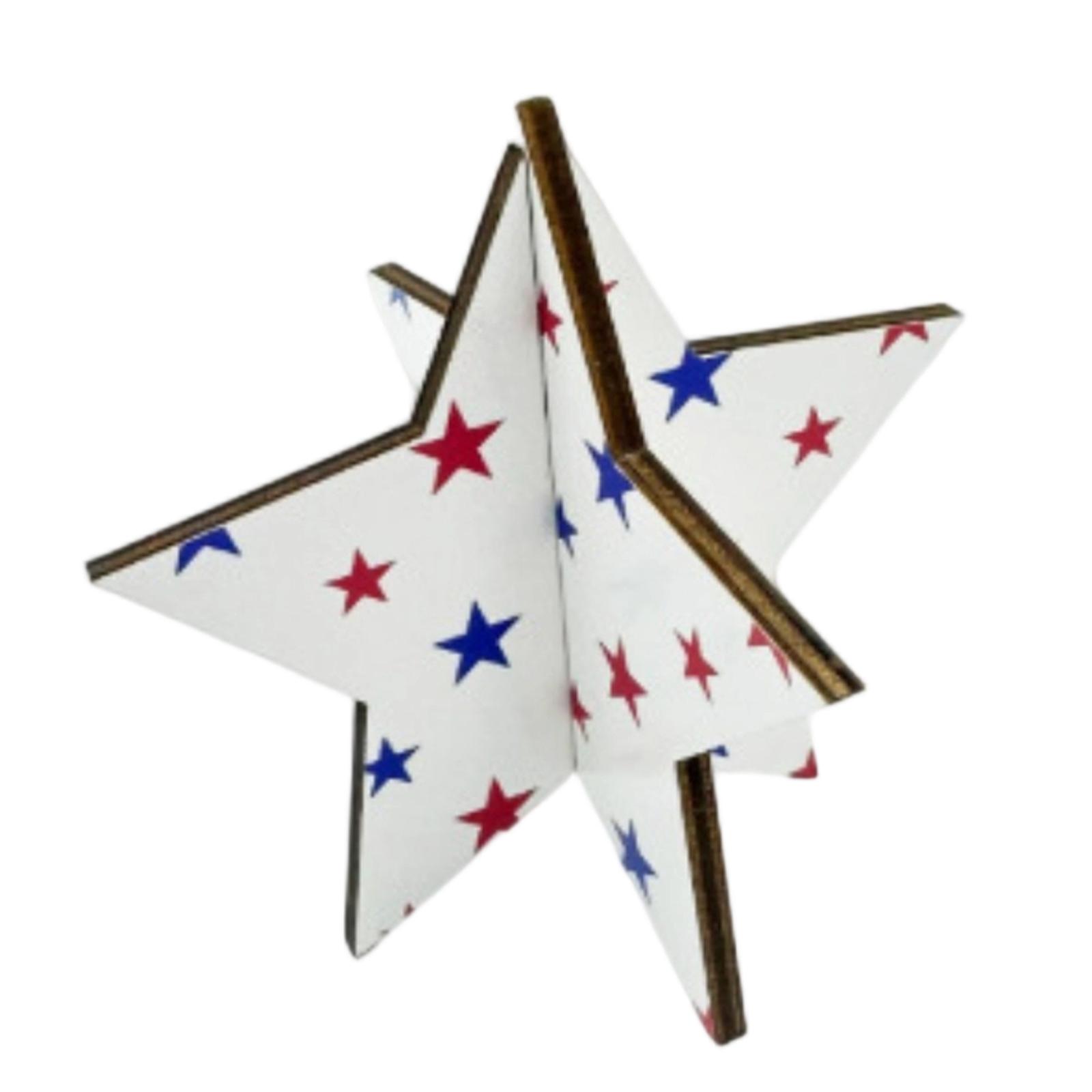 

Cardboard Star Shaped Tabletop Decoration with White Star Print for Party Home Office Display Events Crafts DIY Projects One Size білий