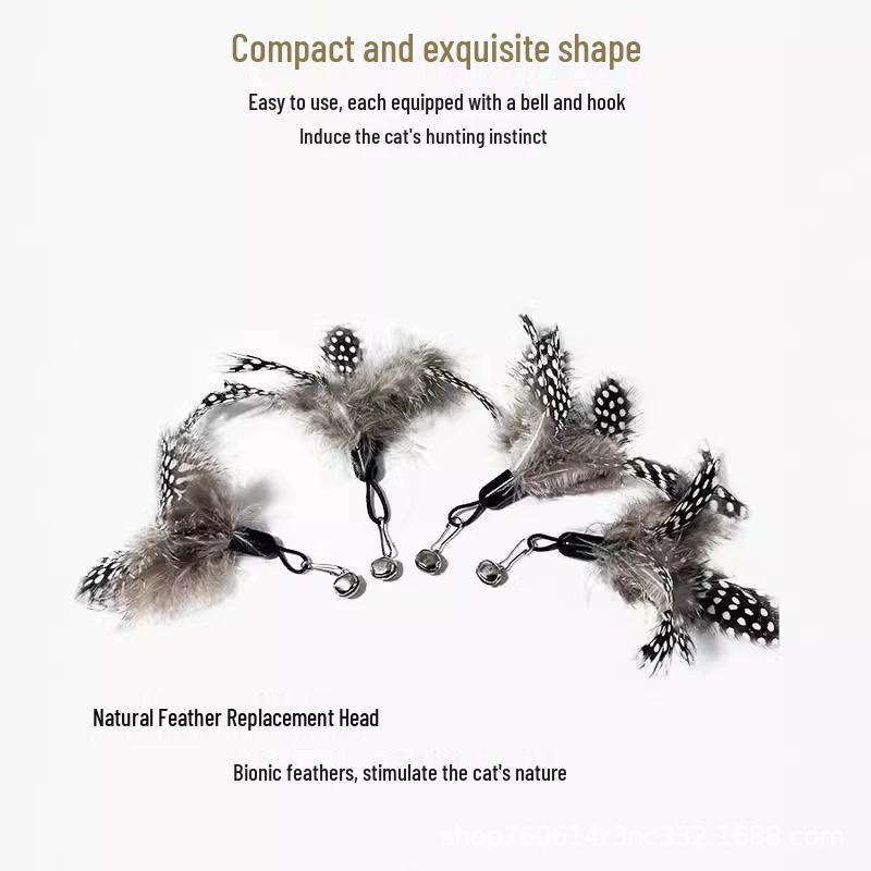 

Durable Cat Teaser Wand with Feather Replacement - High-Quality Kitten Toy Collection Replacement Heads x2