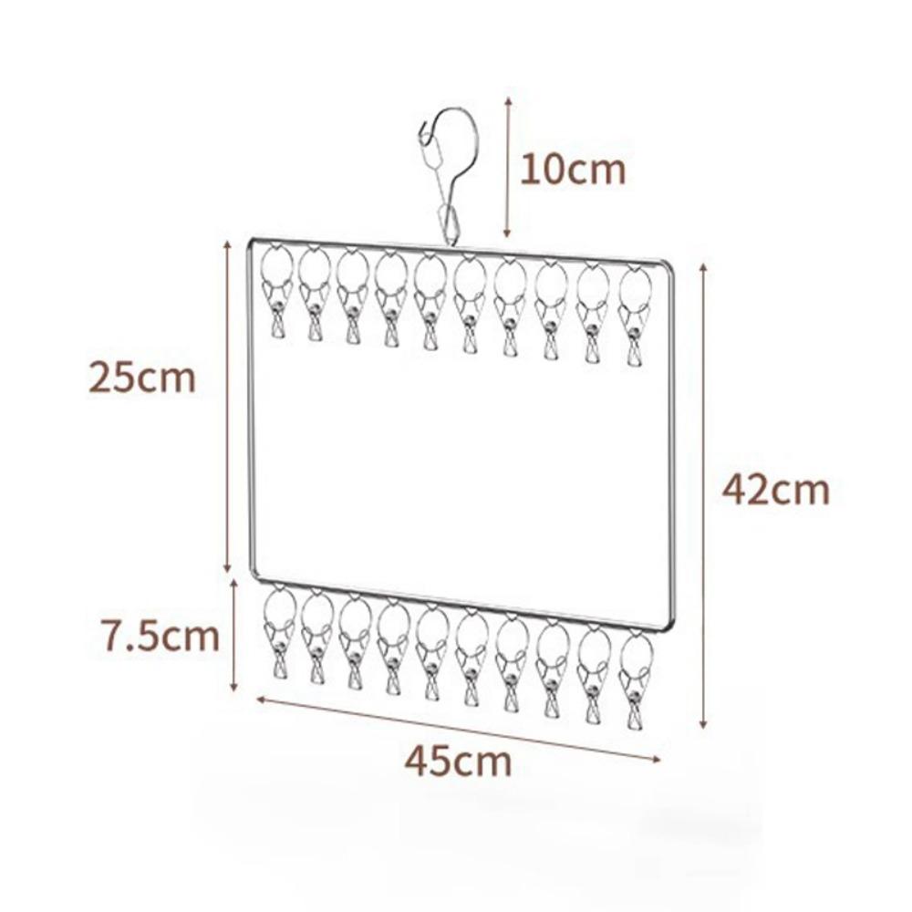 

Space Saving Stainless Steel Socks Drying Rack Clips 2-Layers Multi-Function Hat Underwear Holder Wardrobe Hanger Dorm