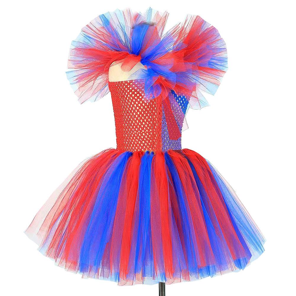 Clown Children's Mesh Princess Dress Girls Christmas Halloween Performance Costume