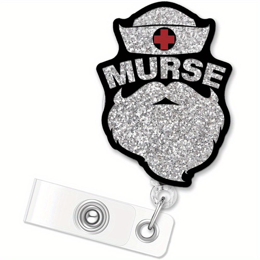 

Серебристая блестящая рулетка-значок. Выдвижной ID-клип, забавный подарок для медбратьев и ветеринаров. прозрачный