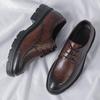 Men's Casual Leather Shoes with 10CM Height Boost, Thick Soles, and Textured Finish.