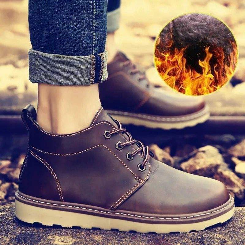 

Martin boots men s winter velvet thickened thermal cotton shoes trendy versatile men s shoes snow boots casual tooling cotton boots 44