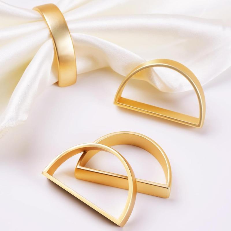 12pcs Zinc alloy semi-circular napkin ring creative modern and simple D-shaped napkin clasp gold napkin ring