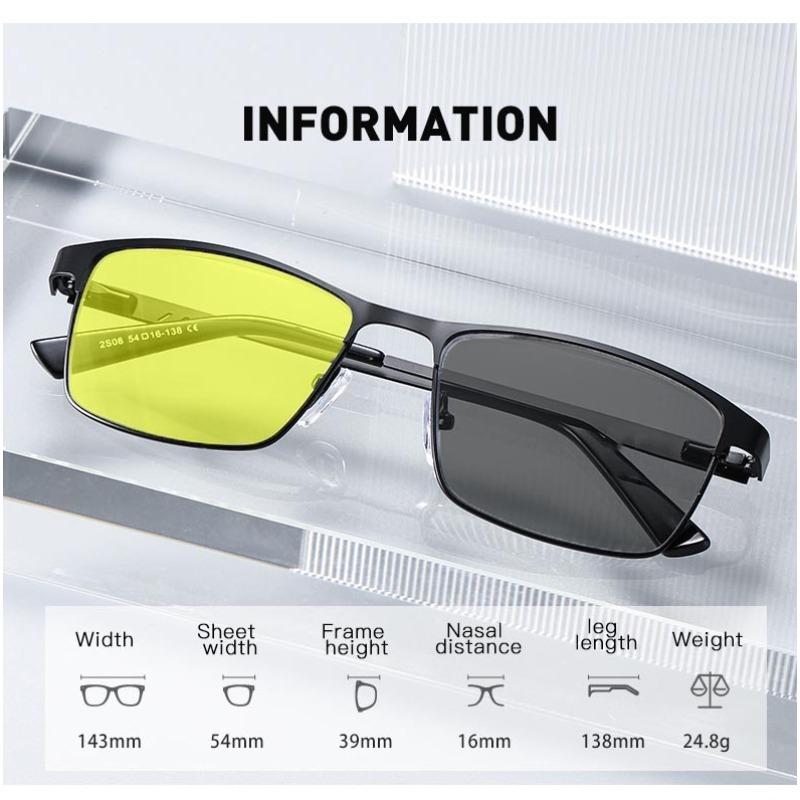 Business Frame Photochromic Night Vision Myopia Glasses Unisex Day and Night Dual-Use High Definition Driving Sunglasses