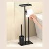 Freestanding Toilet Paper Holder Mobile Bathroom Storage Rack Toilet Brush Holder No Drilling