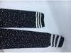 Stylish Rhinestone Women's Over-the-Knee Socks with Three-Stripe Design - XS02