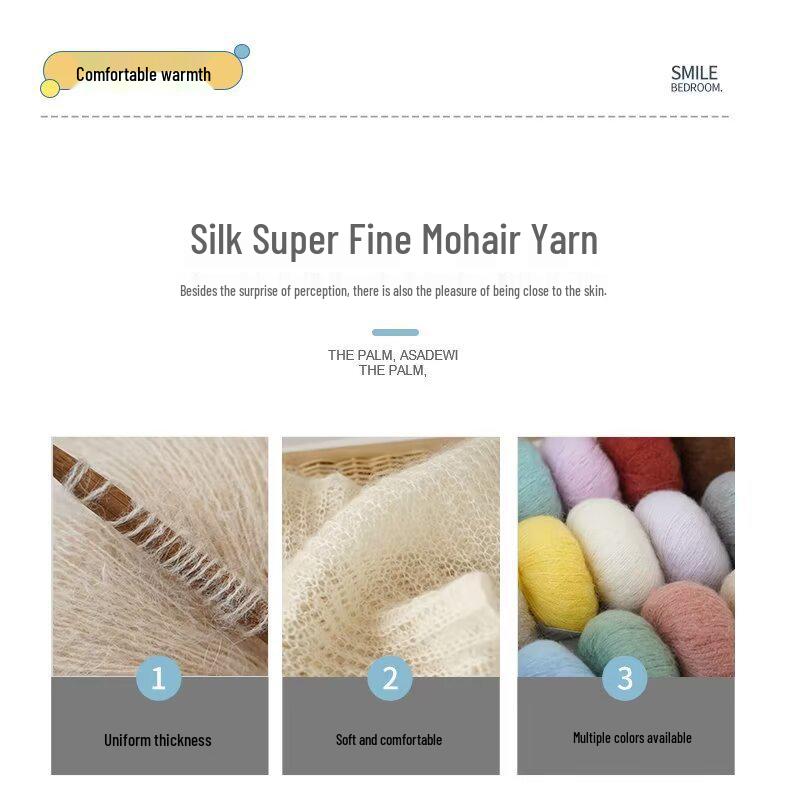 Mulberry Silk Mohair Yarn: Soft, Skin-Friendly, Hand-Knitted Baby Sweater Yarn