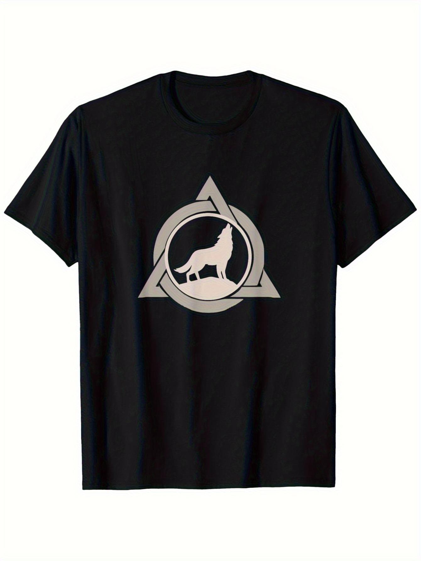 Theta Delta Wolf Therian Gear Therianthropy Symbol Otherkin T-shirt - 100% Cotton Regular Fit Short Sleeve Tee with Wolf & Geometric Triangle Print XXL