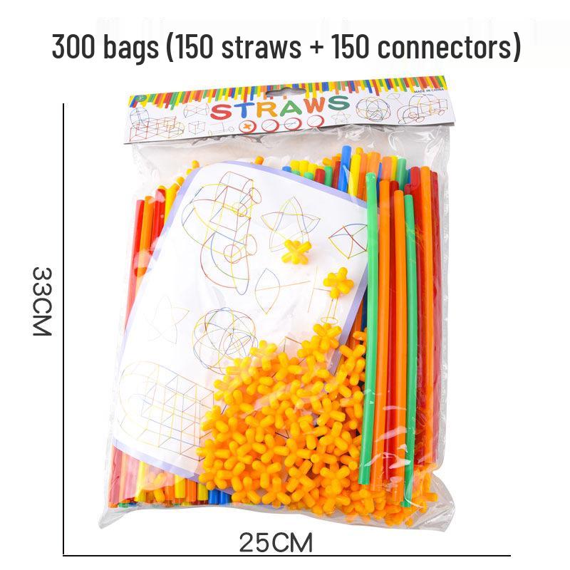 Children's 4D Interlocking Straw Building Blocks for Kindergarten Assembly