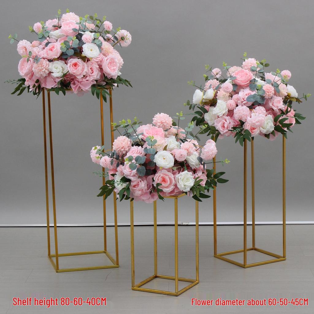 Simulated Silk Floral Arrangement: Round Flower Ball for Aisle, Table, or Wedding Stage Decoration.
