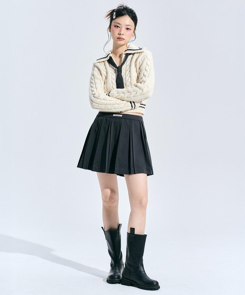 ZEROPLANET Coty Cable Knit Zip-Up [Ivory]