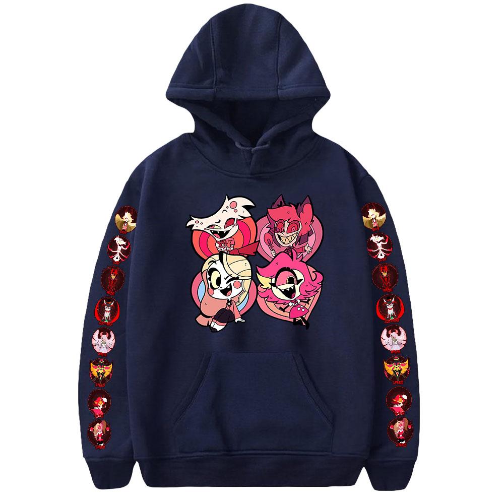 

Аниме Hazbin Hotel Мужчины Женщины Толстовки Осень Повседневный Пуловер Пот Толстовка Мода Hazbin Hotel Косплей Толстовки Хип-Хоп Толстовка Одежда M темно-синий