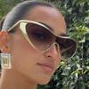 Women's sunglasses, men's and women's fashion metal one-piece cat's eye sunglasses