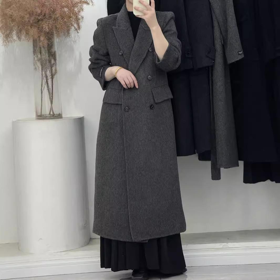 

Женское шерстяное пальто с небольшой талией, двухстороннее, на осень и зиму, новый стиль, на талии, подплечники, шерстяное пальто с воротником M
