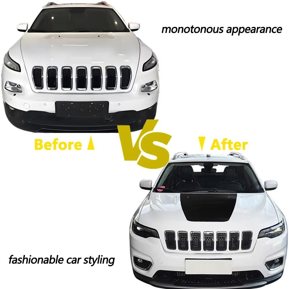 Car Engine Hood Decoration Sticker Cover For Jeep Cherokee 2014-2026 Bonnet Decor Vinyl Decal Auto Tuning Styling Accessories