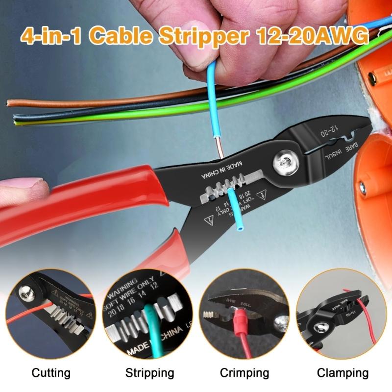 Professional 7Inch Electrical Wire Stripper With Stripping Crimping Cutting Splicing Function Heavy Duty Ergonomic Grip