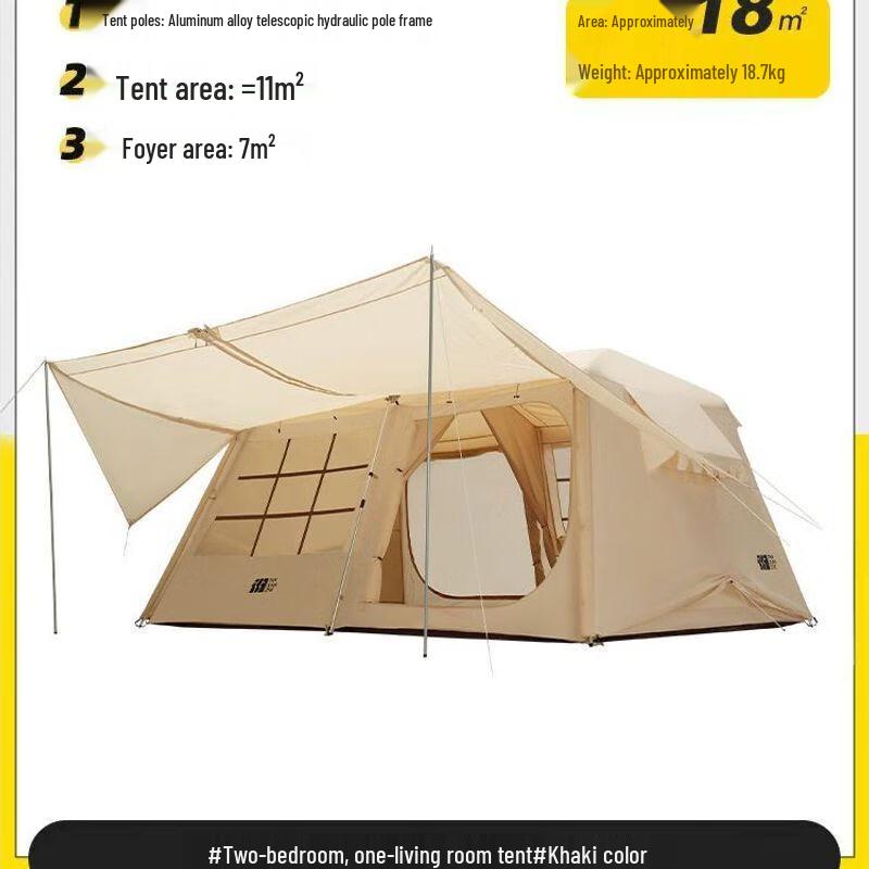 TAN XIAN ZHE Automatic 2-Room 1-Hall Camping Villa Tent 8-10 Person