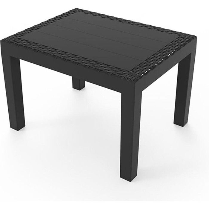 Table basse - JACK - effet rotin anthracite - Gris - Hauteur 40 cm