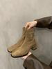 Coarse Heel Khaki Small Short Boots Women's Shoes Autumn and Winter Korean Foreign Style Ankle Boots Martin Boots