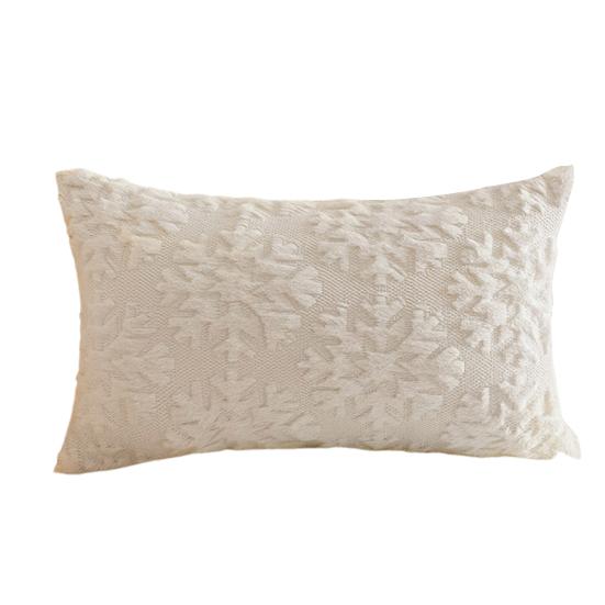 Throw Pillowcase 3D Snowflake Embroidery Hidden Zipper Closure Pillow Cover Bedroom Living Room