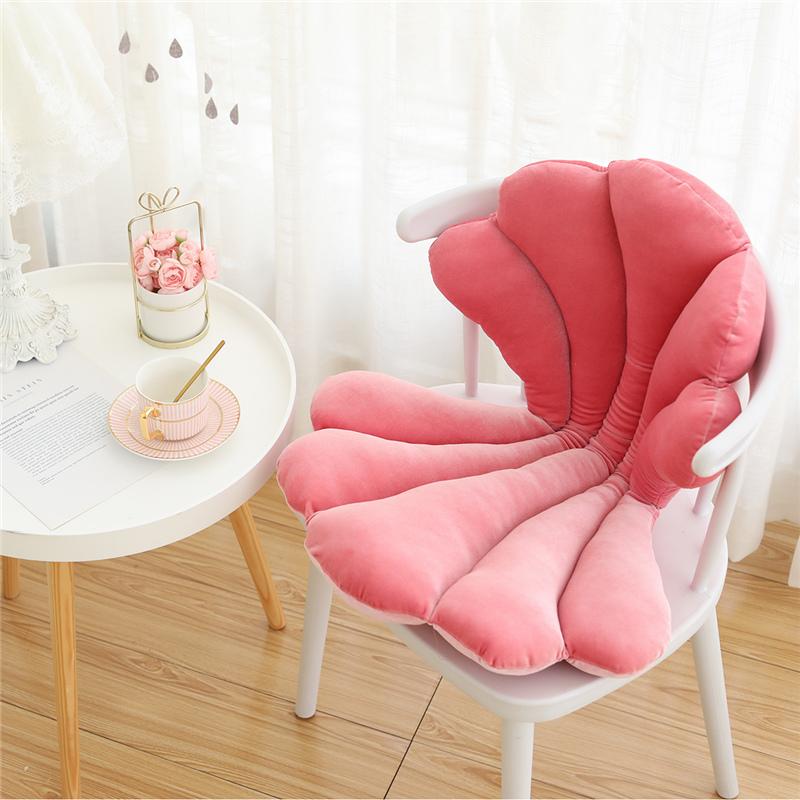 Luxury Velvet Shell Stuffed Chair Seat Cushion Art Style Shell Back Cushion Blue Rose Princess Sea Shell Home Pillow Decor