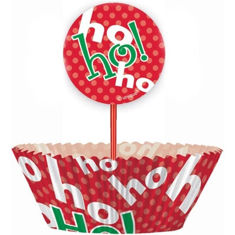 Unique Party Ho Ho Ho Christmas Cake Topper Set (Pack of 24)