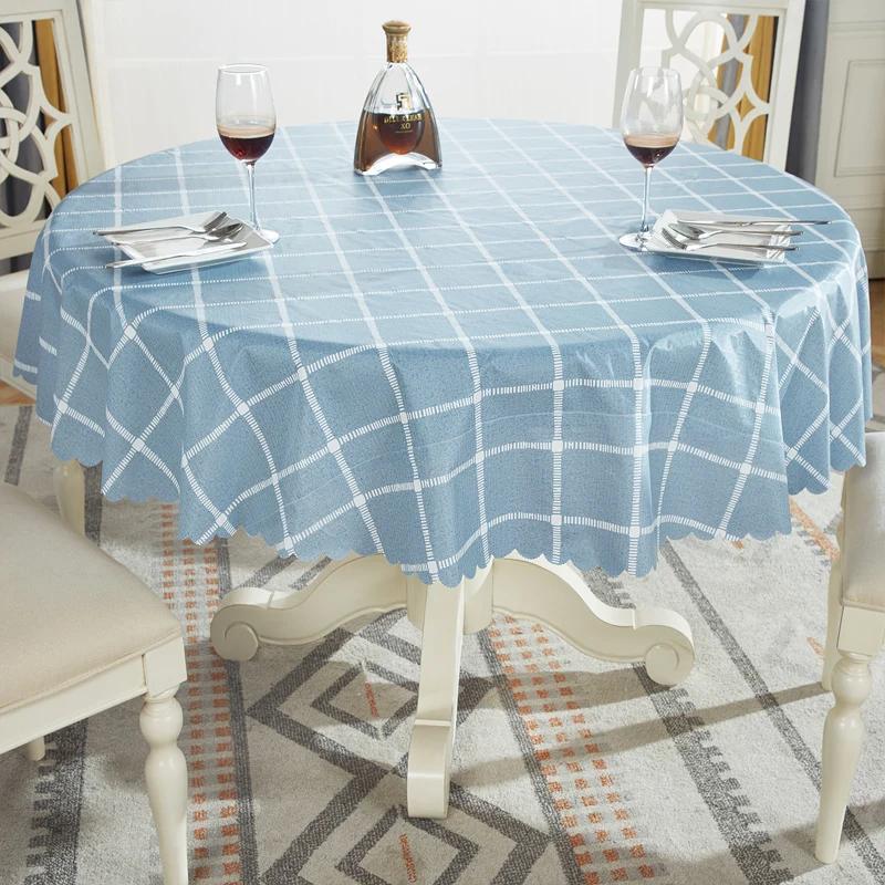 Proud Rose Waterproof Round Table Cloth PVC Oil-proof Table Cover European Household Round Plastic Dining Tablecloth Table Cover