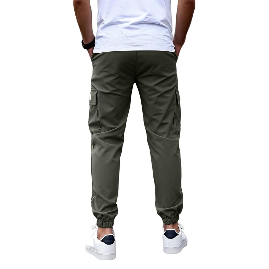 Men's Casual Slim Fit Jogger Pants Outdoor Multi Pocket Cargo Trousers Ankle Length Functional Design