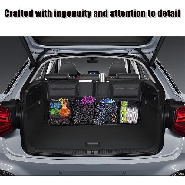 Mandark Car Trunk Organizer, Space Saving Vehicle Backseat Hanging With 8 Large Pockets, Automotive Interior Cargo Organization Storage Bag