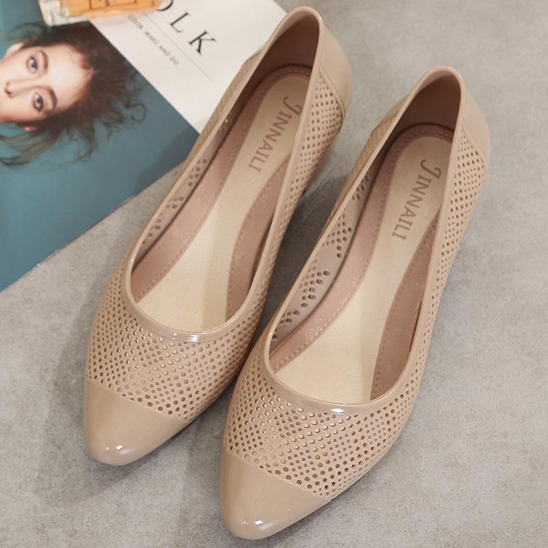 Women's Summer Chunky Heel Jelly Sandals - Non-Slip, Round Toe, Fashionable Casual Wear