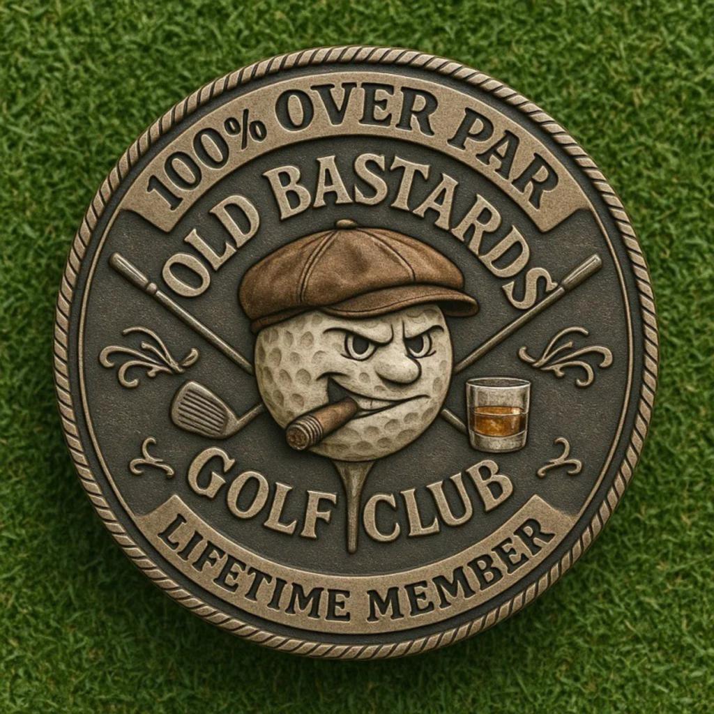 Golf Coin Funny Golf Challenge Coin For Men With Whiskey Design, “Over Par” & “ Member” Inscription Perfect Gift For Golfers, Friends