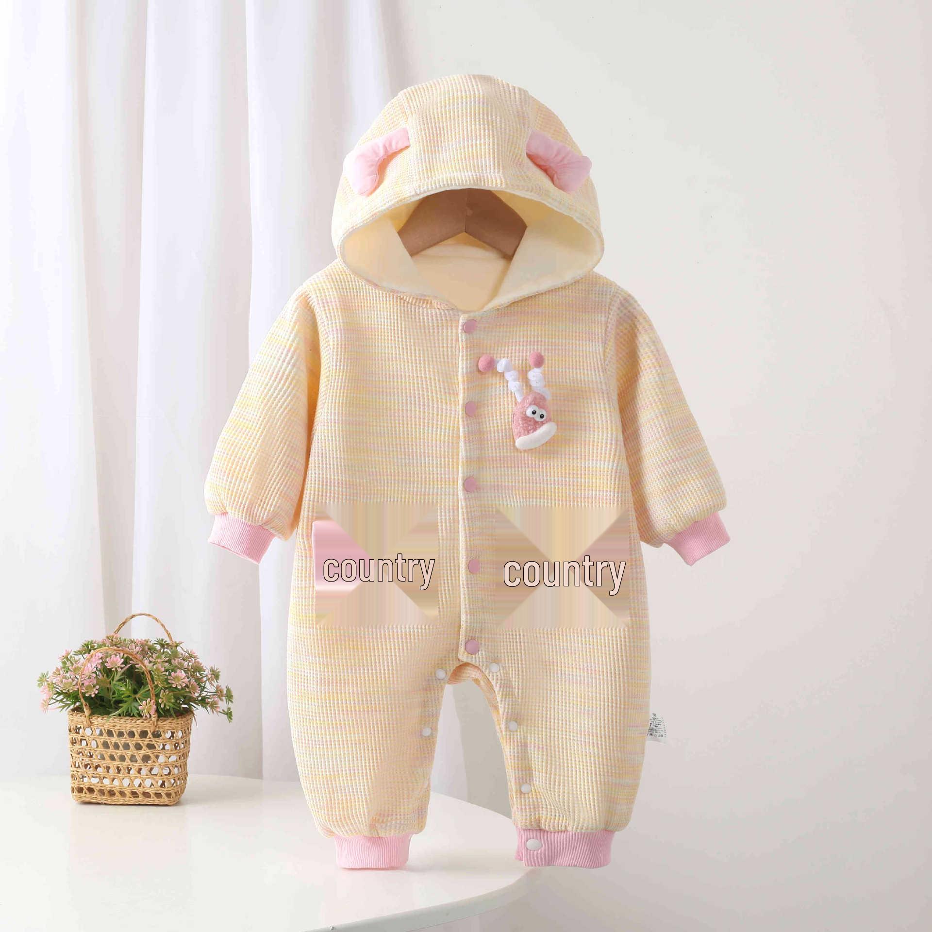 

Hooded Fleece Lined Double Pocket Romper 66 (Height 50cm-60cm) бежевый