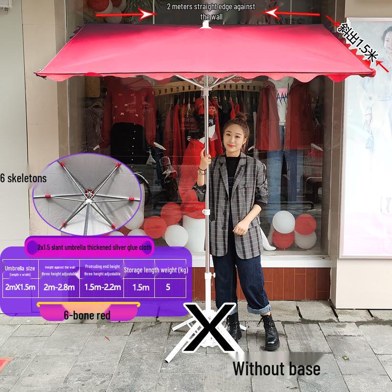 Foldable Outdoor Commercial Sunshade Umbrella with Tilt and Awning