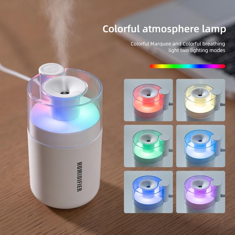 Portable Air Humidifier, 2 Mist Modes, 7 Color Light, 180ml, for Home Office Car Cool Mist USB Humidifier